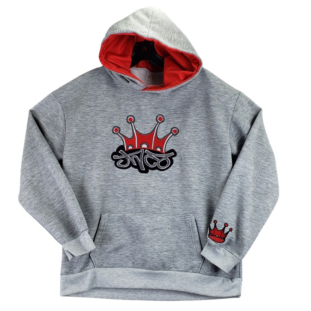Vintage JNCO Embroidered Crown Hoodie Mens L Grey Streetwear Skater Y2K